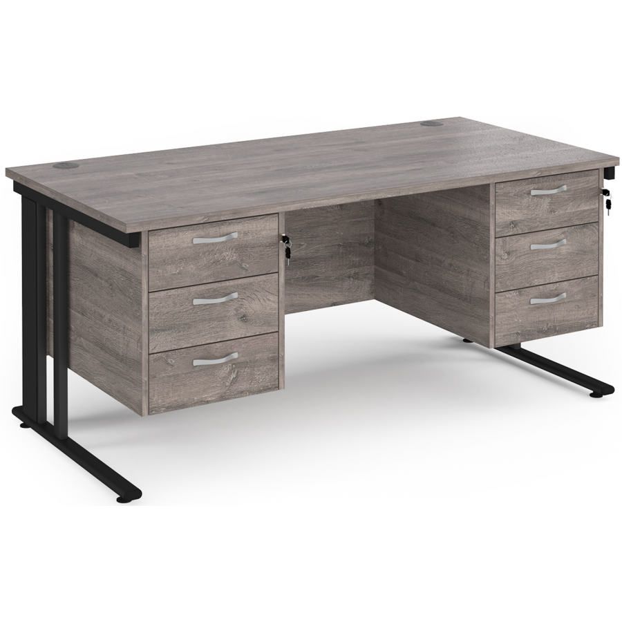 Maestro Cable Managed Desk with Twin Three Drawer Pedestals